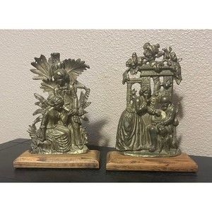 Antique Victorian Girandole Brass Bookends